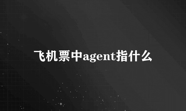 飞机票中agent指什么