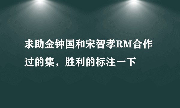 求助金钟国和宋智孝RM合作过的集，胜利的标注一下
