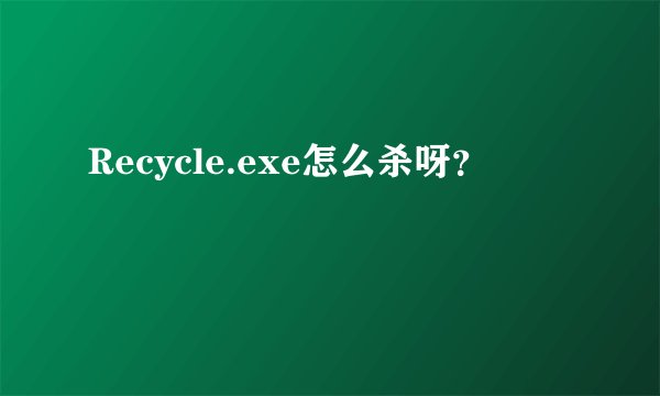 Recycle.exe怎么杀呀？