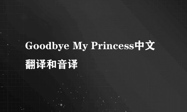 Goodbye My Princess中文翻译和音译