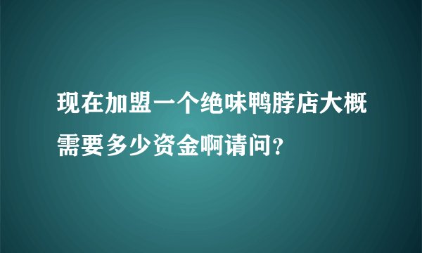 现在加盟一个绝味鸭脖店大概需要多少资金啊请问？