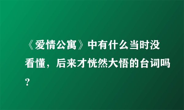 《爱情公寓》中有什么当时没看懂，后来才恍然大悟的台词吗？