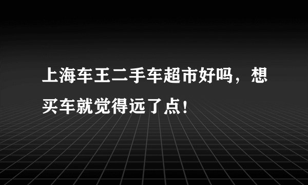 上海车王二手车超市好吗，想买车就觉得远了点！