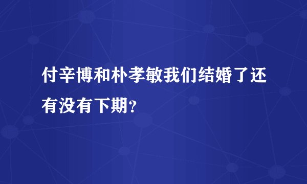 付辛博和朴孝敏我们结婚了还有没有下期？