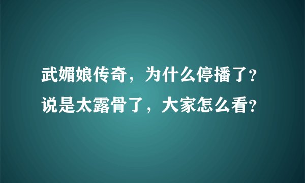 武媚娘传奇，为什么停播了？说是太露骨了，大家怎么看？