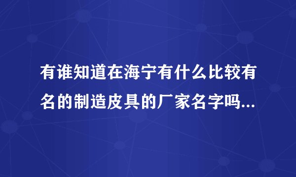 有谁知道在海宁有什么比较有名的制造皮具的厂家名字吗?我急切需要~~