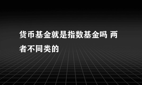货币基金就是指数基金吗 两者不同类的