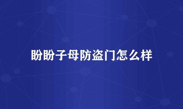 盼盼子母防盗门怎么样
