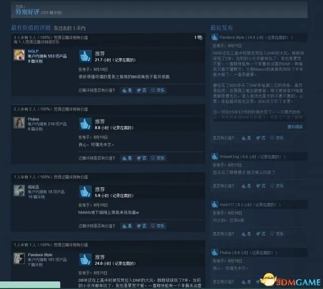 你还玩吗？《DNF》免费登陆Steam 已获特别好评