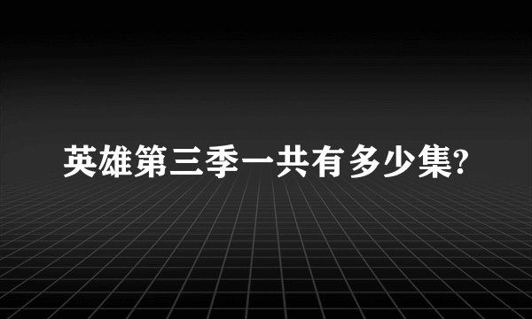 英雄第三季一共有多少集?