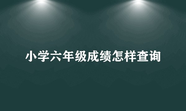 小学六年级成绩怎样查询
