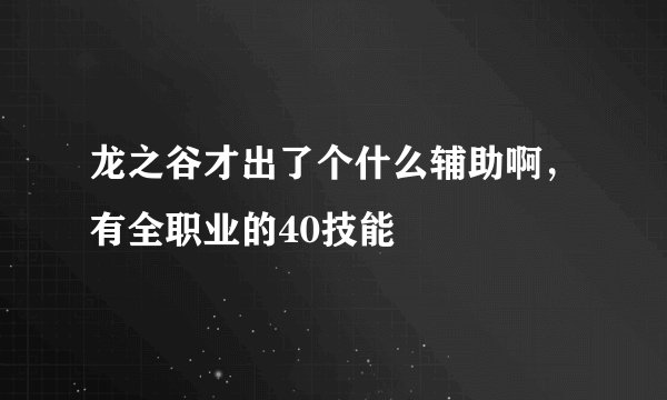 龙之谷才出了个什么辅助啊，有全职业的40技能