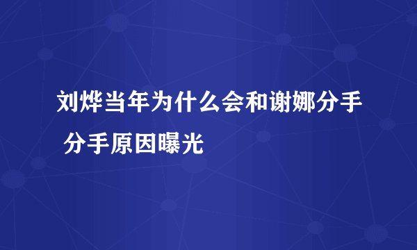 刘烨当年为什么会和谢娜分手 分手原因曝光