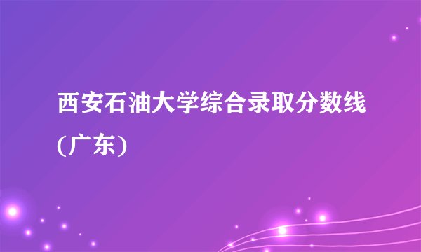 西安石油大学综合录取分数线(广东)