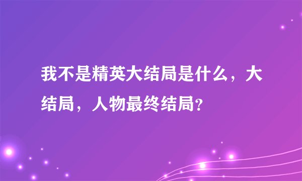 我不是精英大结局是什么，大结局，人物最终结局？