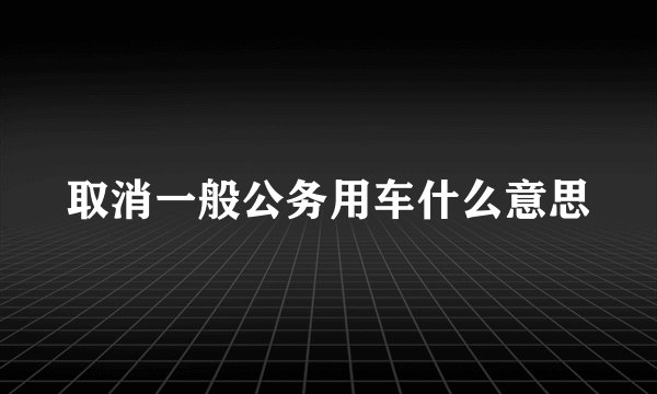 取消一般公务用车什么意思