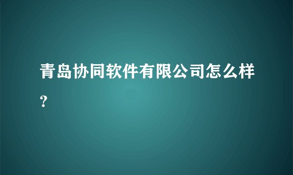 青岛协同软件有限公司怎么样？