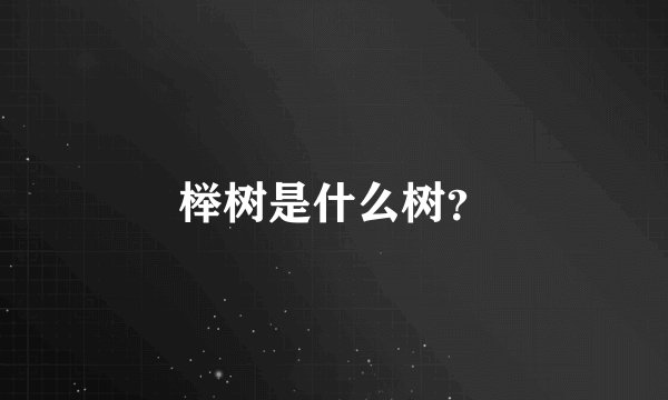 榉树是什么树？