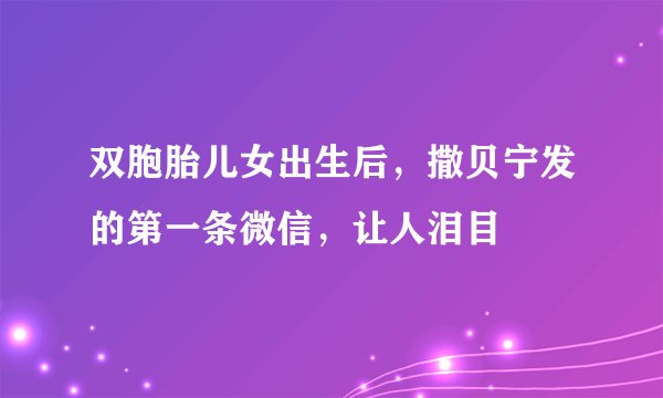 双胞胎儿女出生后，撒贝宁发的第一条微信，让人泪目