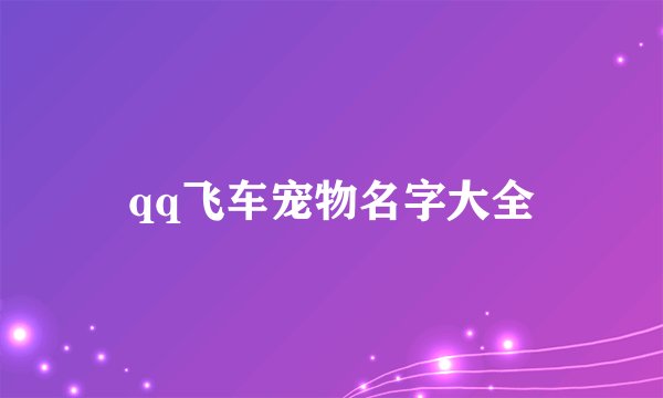 qq飞车宠物名字大全