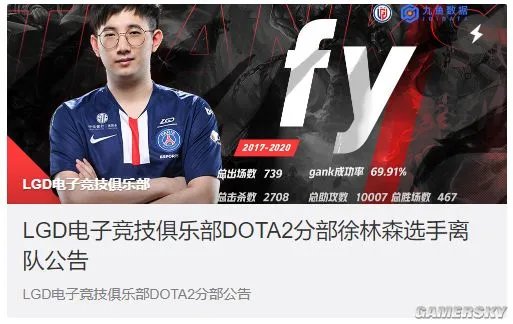 《Dota2》LGD战队官宣:fy和Maybe离队 成自由人