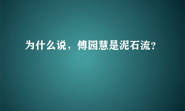 为什么说，傅园慧是泥石流？
