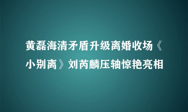 黄磊海清矛盾升级离婚收场《小别离》刘芮麟压轴惊艳亮相