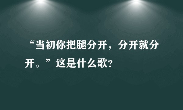 “当初你把腿分开，分开就分开。”这是什么歌？
