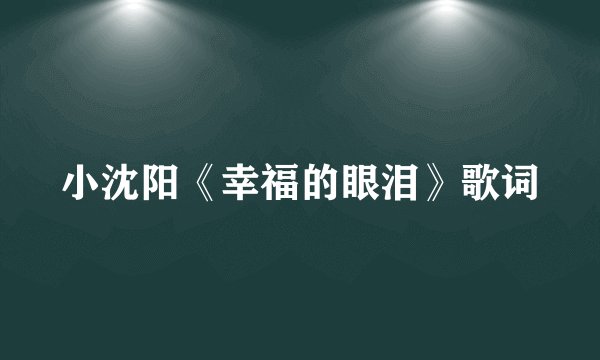 小沈阳《幸福的眼泪》歌词