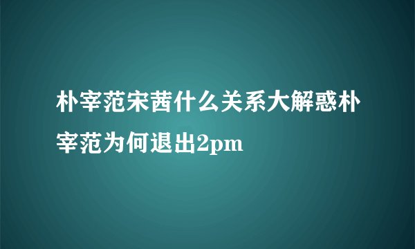 朴宰范宋茜什么关系大解惑朴宰范为何退出2pm