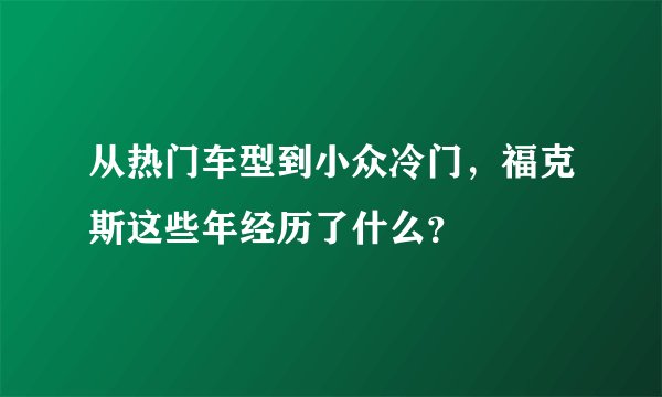 从热门车型到小众冷门，福克斯这些年经历了什么？