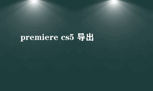 premiere cs5 导出