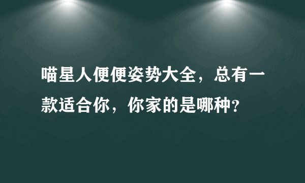 喵星人便便姿势大全，总有一款适合你，你家的是哪种？