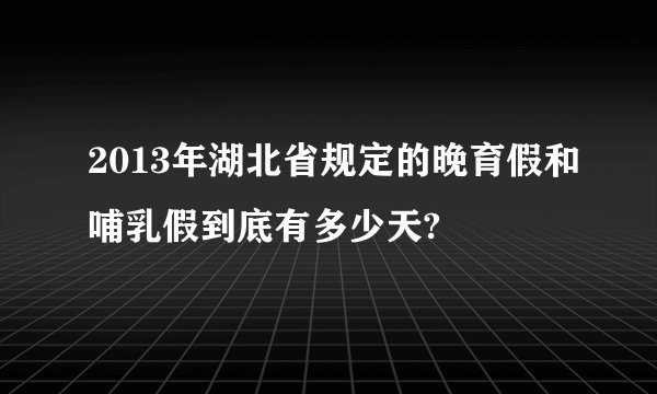 2013年湖北省规定的晚育假和哺乳假到底有多少天?