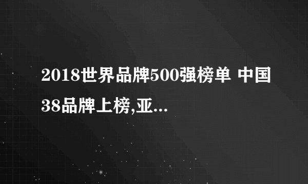 2018世界品牌500强榜单 中国38品牌上榜,亚马逊第一