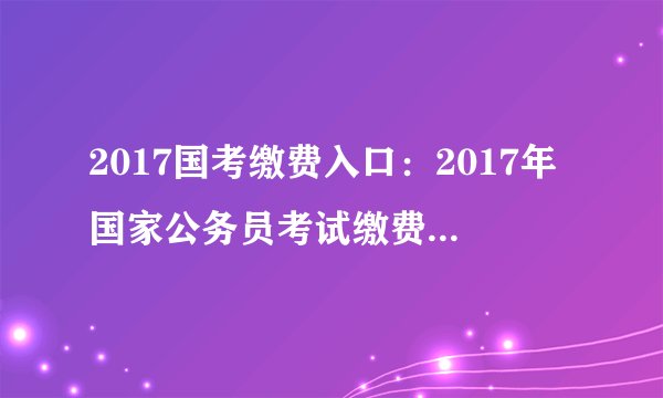 2017国考缴费入口：2017年国家公务员考试缴费入口 快捷通道 一键直达