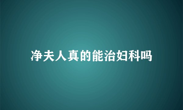 净夫人真的能治妇科吗