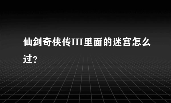 仙剑奇侠传III里面的迷宫怎么过？