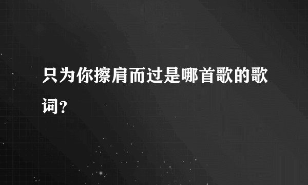 只为你擦肩而过是哪首歌的歌词？