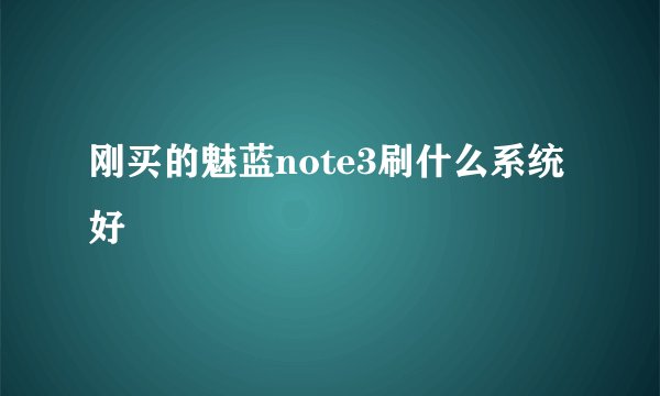 刚买的魅蓝note3刷什么系统好