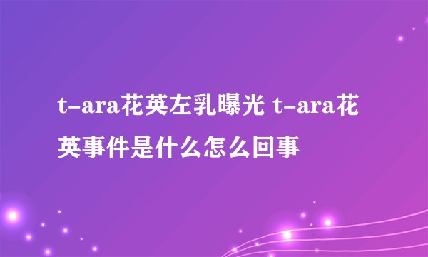 t-ara花英左乳曝光 t-ara花英事件是什么怎么回事