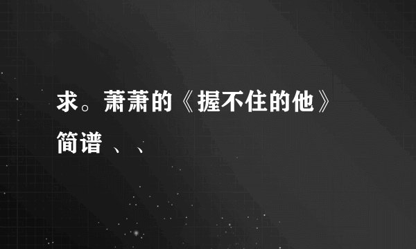 求。萧萧的《握不住的他》 简谱 、、
