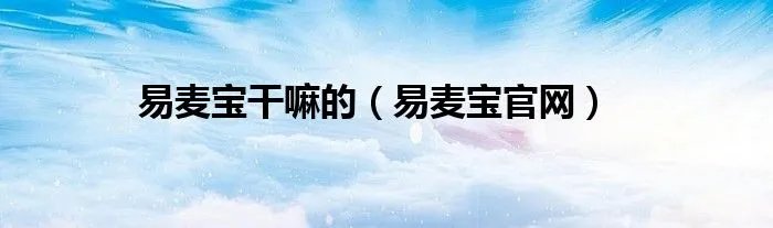 易麦宝干嘛的（易麦宝官网）