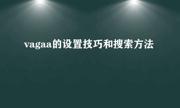 vagaa的设置技巧和搜索方法