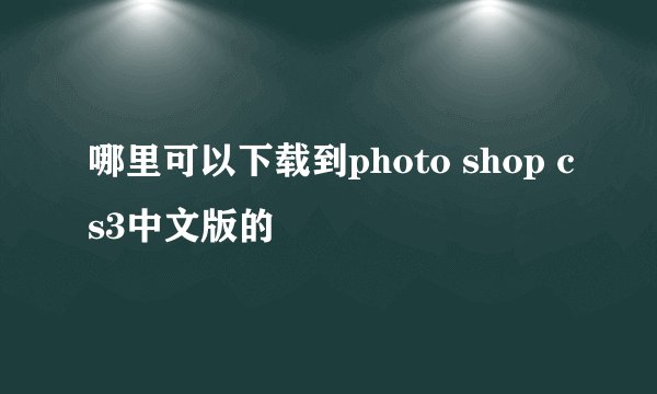 哪里可以下载到photo shop cs3中文版的