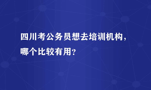 四川考公务员想去培训机构，哪个比较有用？