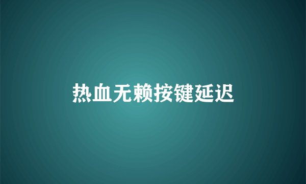 热血无赖按键延迟