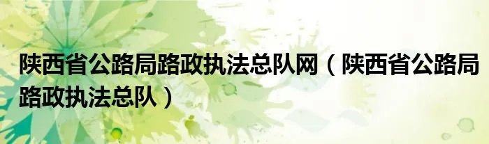 陕西省公路局路政执法总队网（陕西省公路局路政执法总队）