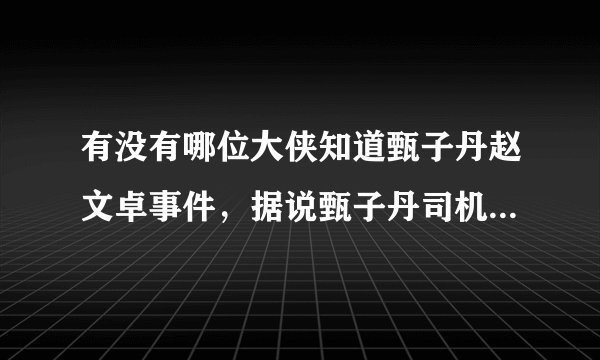 有没有哪位大侠知道甄子丹赵文卓事件，据说甄子丹司机杀了赵文卓司机，我想知道甄子丹的司机有没有获刑？