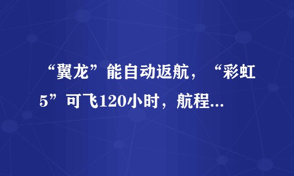 “翼龙”能自动返航，“彩虹5”可飞120小时，航程堪比战略轰炸机